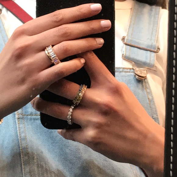 Rose Gold White Stone Eternity Band Ring - Picture 2 of 8